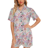 Coral Reef Pattern Print Design 03 Women's V-Neck Short Pajama Set