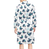 Pigeon Pattern Print Design 02 Men's Long Sleeve Belted Night Robe