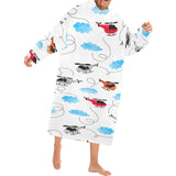 Watercolor helicopter cloud pattern Blanket Robe with Sleeves