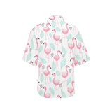 Cute flamingo pattern Women's All Over Print Hawaiian Shirt