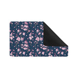 Pink sakura cherry blossom blue background Doormat