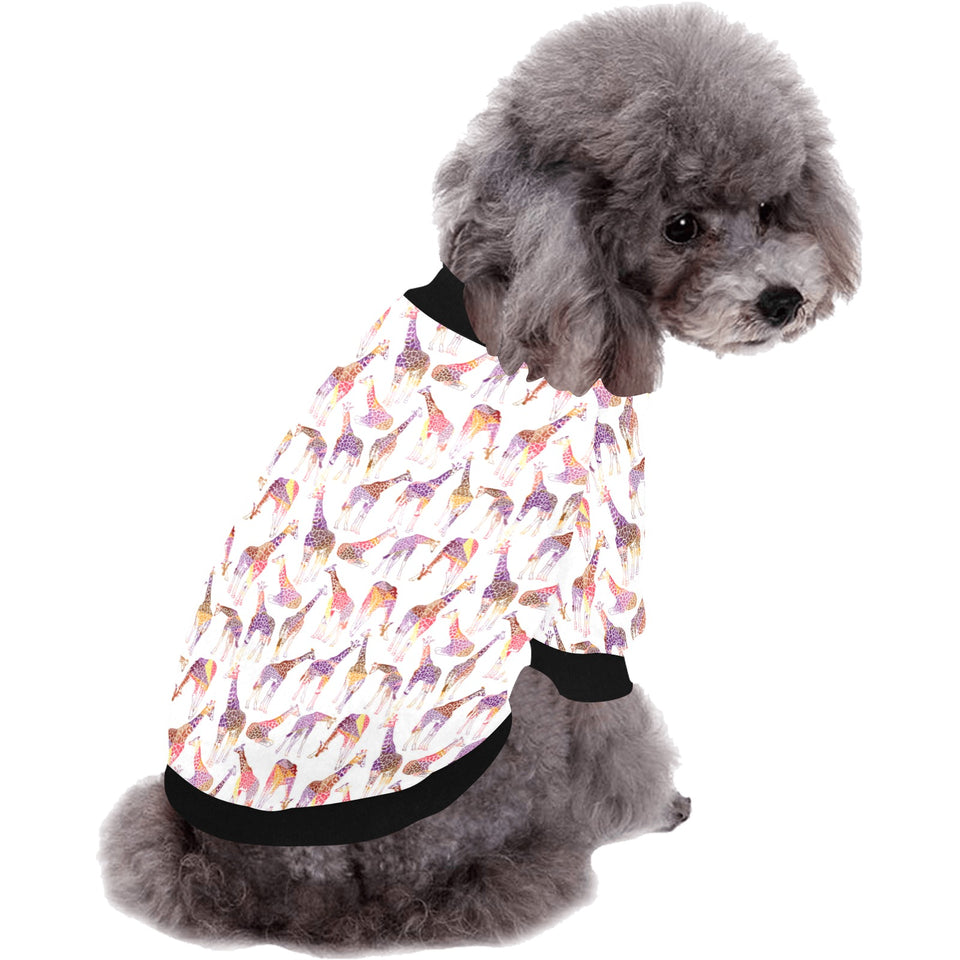 Giraffe Pattern Print Design 02 All Over Print Pet Dog Round Neck Fuzzy Shirt