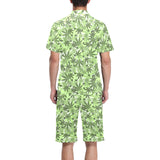 Canabis Marijuana Weed Pattern Print Design 01 Men's V-Neck Short Pajama Set