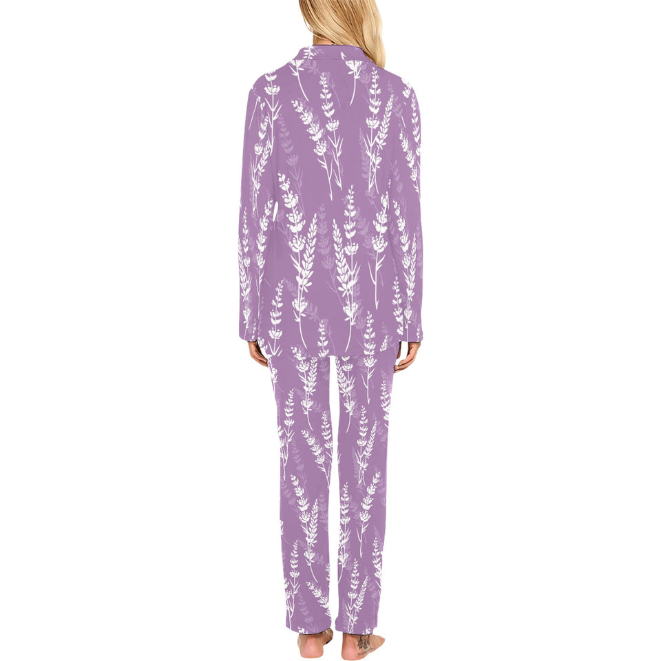 Lavender flowers purple pattern Women's Long Pajama Set