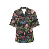 Dragons flower pattern Women's All Over Print Hawaiian Shirt