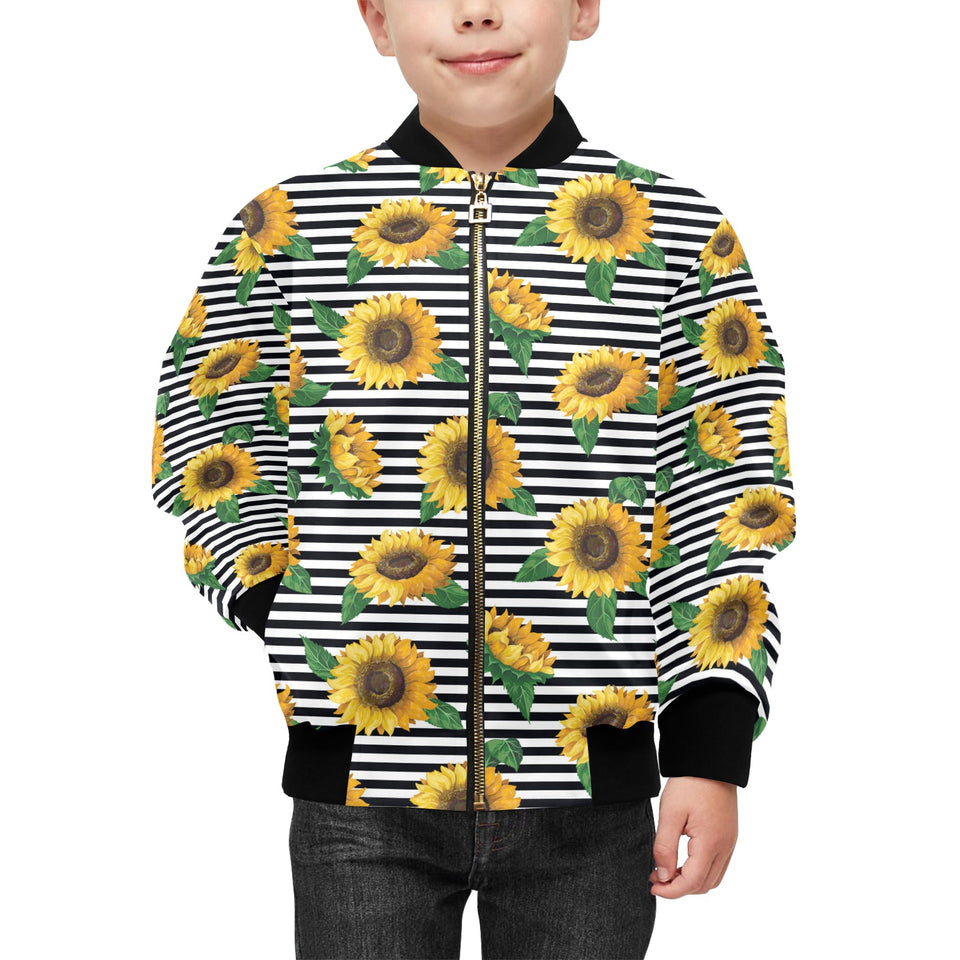 sunflowers ribbon background Kids' Boys' Girls' Bomber Jacket