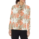 Cocoa beans Cocoa tree pattern Women's Long Sleeve Polo Shirt