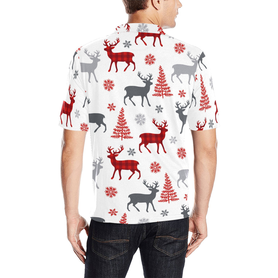 Deer tree snowflakes chrismas pattern Men's All Over Print Polo Shirt