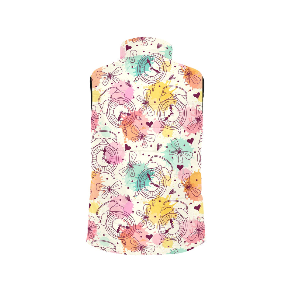 Clock butterfly pattern Women's Padded Vest