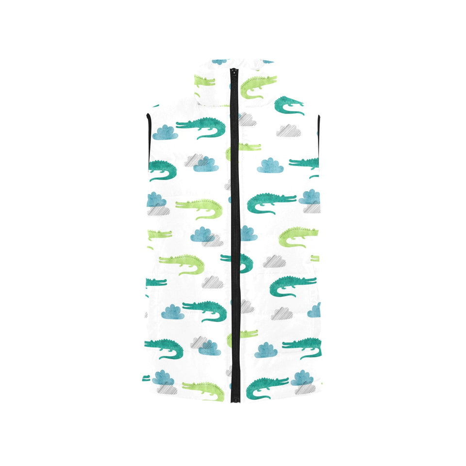 watercolor crocodile pattern Women's Padded Vest