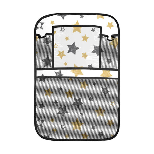 hand drawn gold black star pattern Car Seat Back Organizer