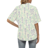 Seahorse shell pattern Women's All Over Print Hawaiian Shirt