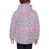 Blue Red Eiffel Tower Pattern Print Design 02 Kids' Boys' Girls' Padded Hooded Jacket