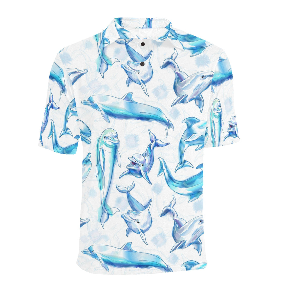 Watercolor dolphin pattern Men's All Over Print Polo Shirt