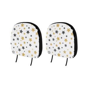 hand drawn gold black star pattern Car Headrest Cover