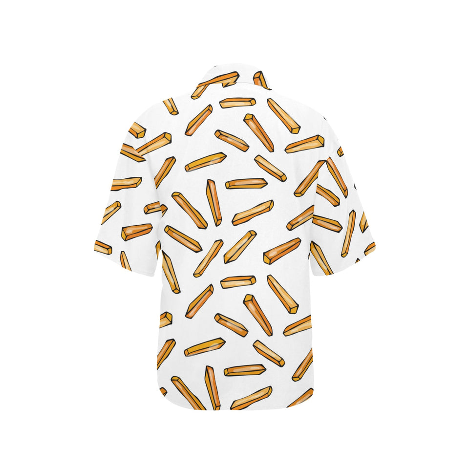 French fries potato pattern Women's All Over Print Hawaiian Shirt