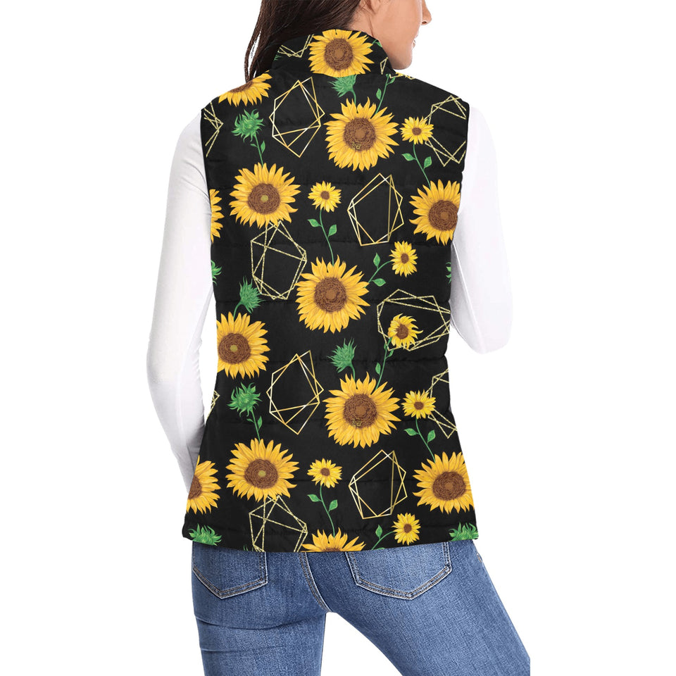 sunflower golden polygonal shapes Women's Padded Vest