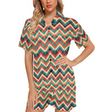 zigzag chevron colorful pattern Women's V-Neck Short Pajama Set