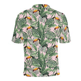 Toucan tropical green jungle palm pattern Men's All Over Print Polo Shirt