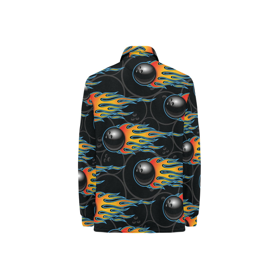 Bowling balls flame pattern Women's Long Sleeve Polo Shirt