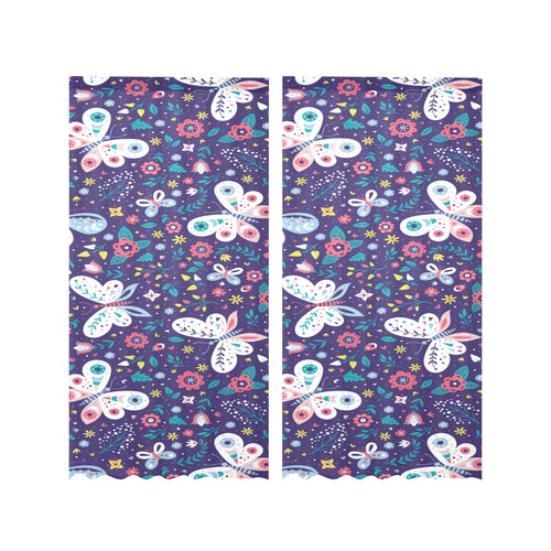 Colorful butterfly flower pattern.eps Gauze Curtain