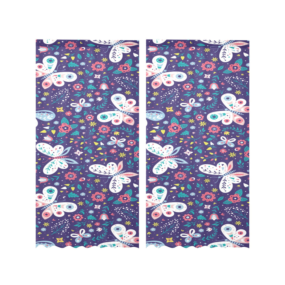 Colorful butterfly flower pattern.eps Gauze Curtain