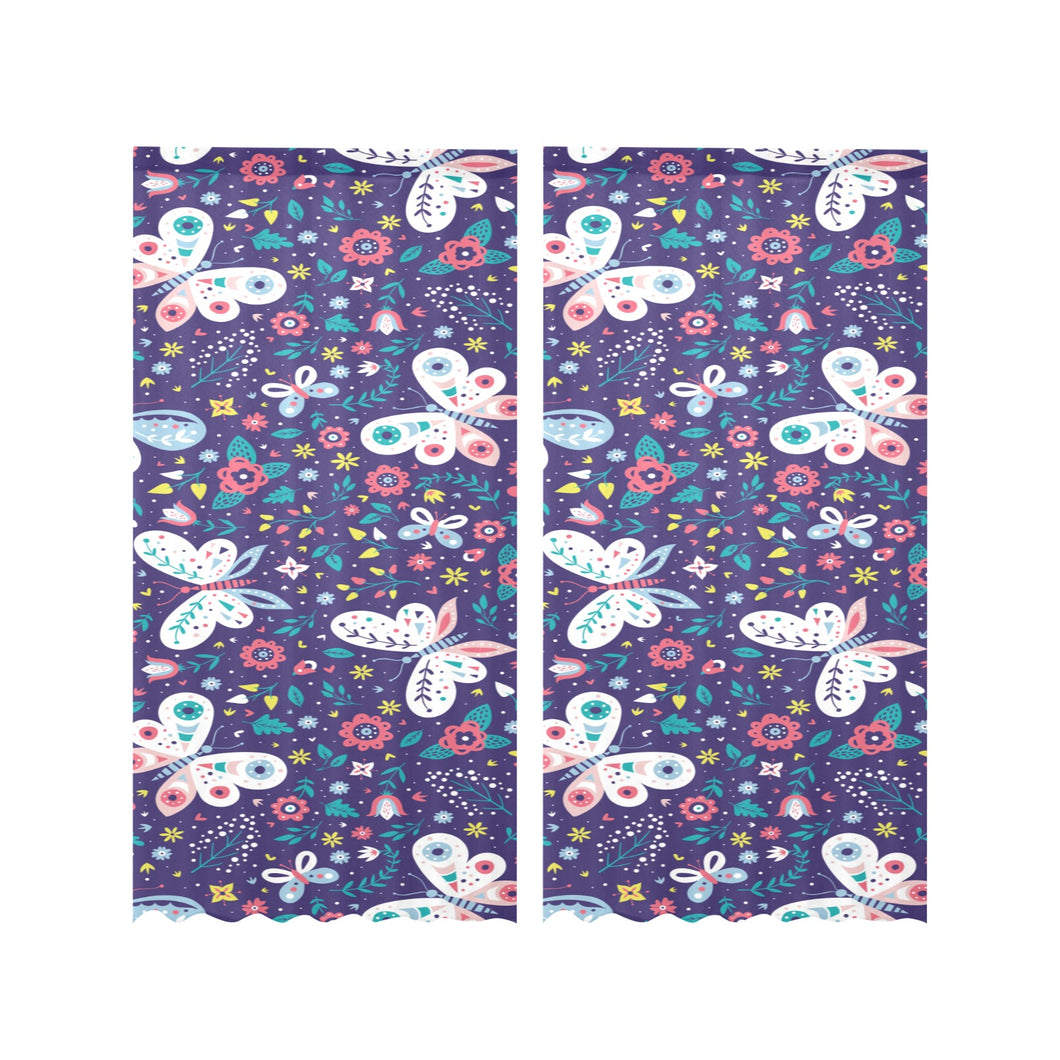 Colorful butterfly flower pattern.eps Gauze Curtain