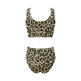Leopard print design pattern Chest Bowknot High Waisted Bikini Swimsuit