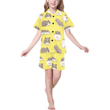 Cute Hamster pattern Kids' Boys' Girls' V-Neck Short Pajama Set