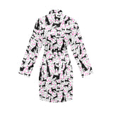 Greyhound Pattern Print Design 02 Women's Long Sleeve Belted Night Robe