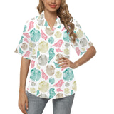 Colorful shell pattern Women's All Over Print Hawaiian Shirt