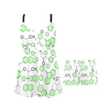 Chemistry Periodic Table Pattern Print Design 03 Chest Sexy Pleated Two Piece Swim Dress