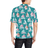 Cute sailboat pattern Men's All Over Print Polo Shirt