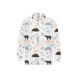 Polar bears star poka dot pattern Men's Long Sleeve Polo Shirt