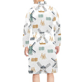 windmill pattern Men's Long Sleeve Belted Night Robe