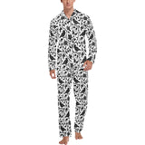 Crow dark floral pattern Men's Long Pajama Set