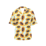 Watercolor papaya pattern Women's All Over Print Hawaiian Shirt