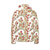 Red tulips and daffodils pattern Kids' Boys' Girls' Padded Hooded Jacket