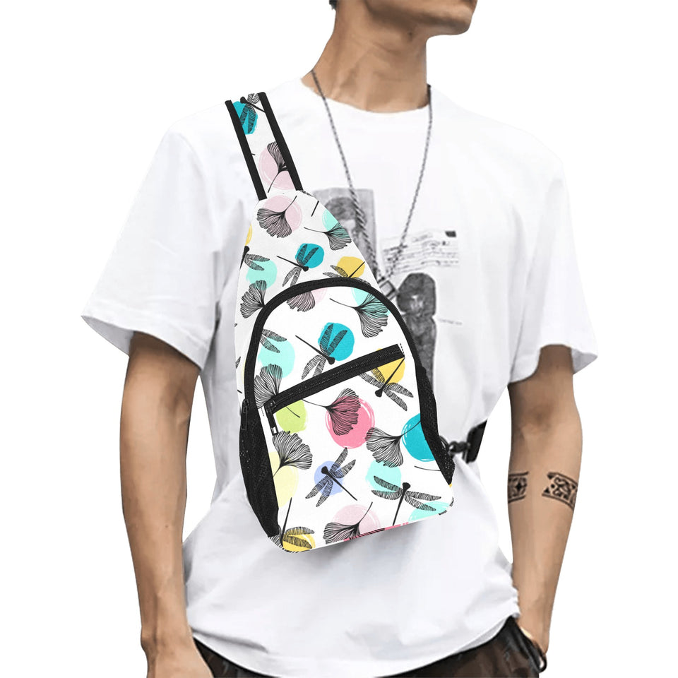 Dragonflies ginkgo leaves pattern All Over Print Chest Bag
