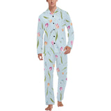 Watercolor Tulips pattern Men's Long Pajama Set