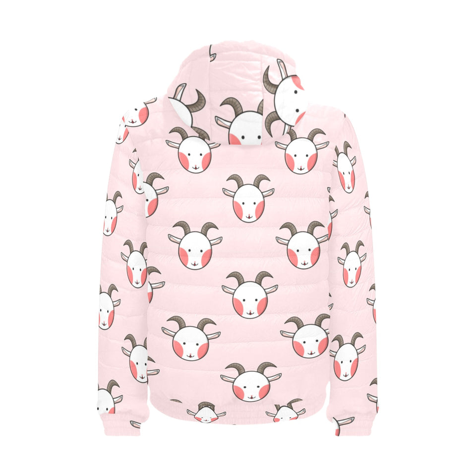 Cute goat pattern Men's Padded Hooded Jacket