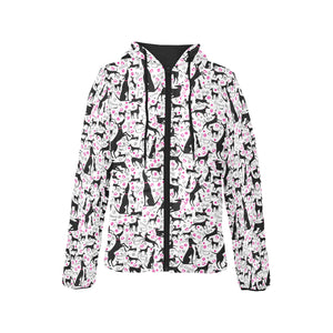 Greyhound Pattern Print Design 02 Women's Padded Hooded Jacket
