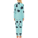 Sea turtle with blue ocean backgroud Women's All Over Print Pajama Set