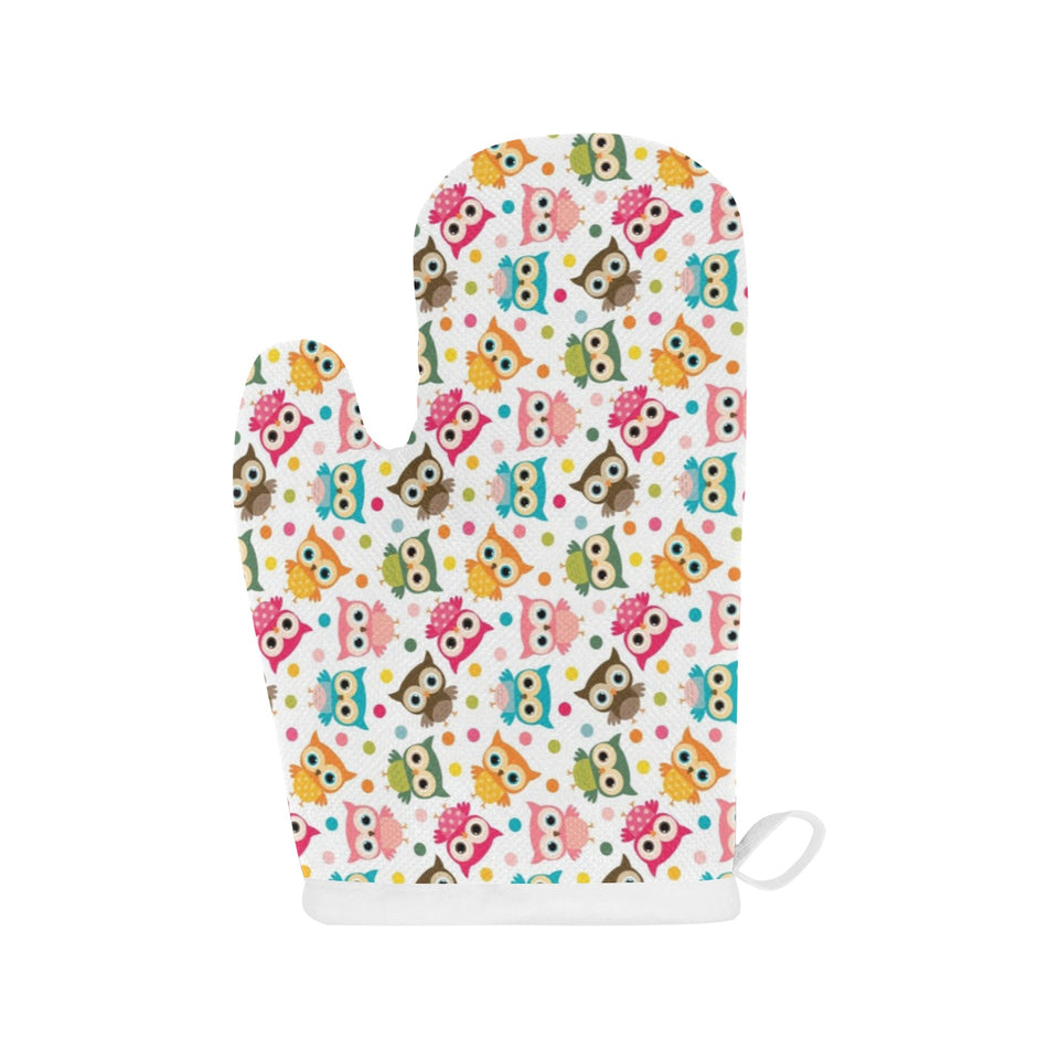 Color cute owl pattern Heat Resistant Oven Mitts