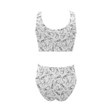 Potato Chips Pattern Print Design 04 Chest Bowknot High Waisted Bikini Swimsuit