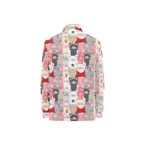 Pig Pattern Print Design 02 Women's Long Sleeve Polo Shirt