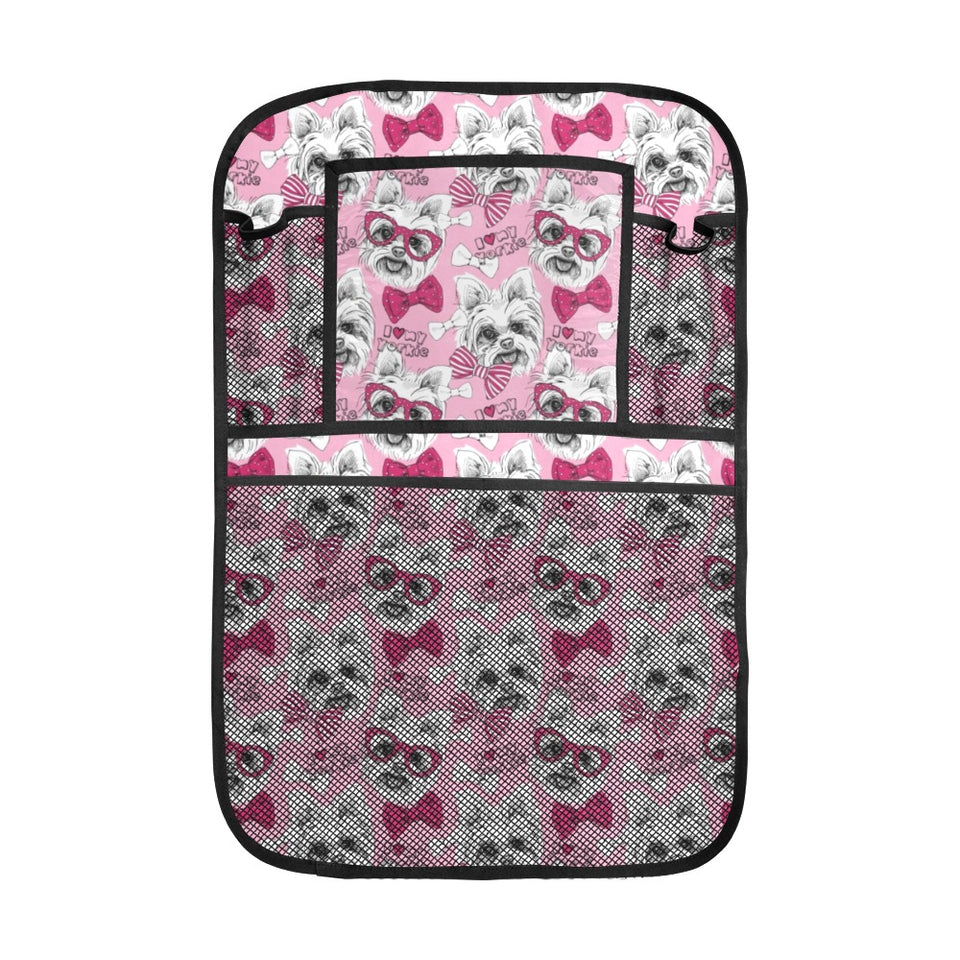 Yorkshire Terrier Pattern Print Design 03 Car Seat Back Organizer