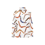 Boomerang Australian aboriginal ornament pattern Women's Long Sleeve Polo Shirt