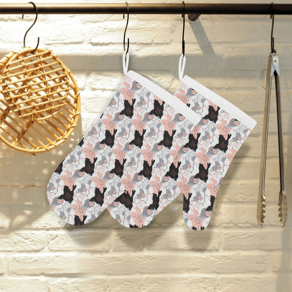 Pig Pattern Print Design 05 Heat Resistant Oven Mitts