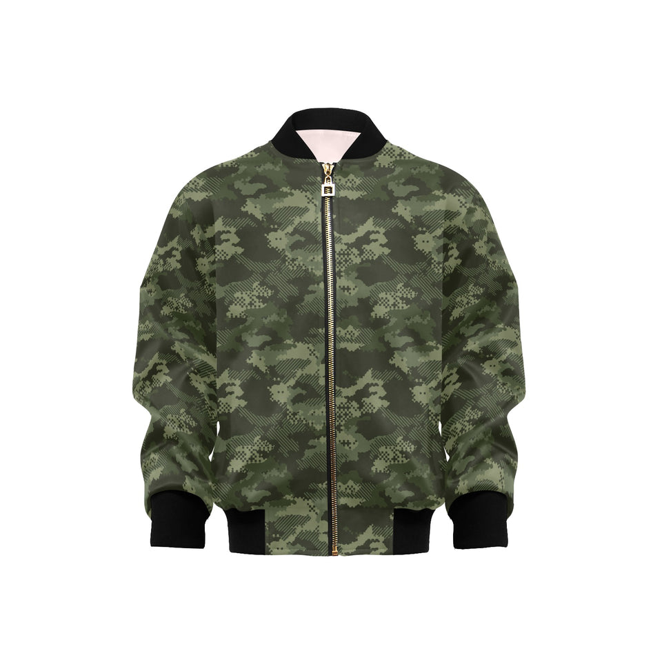 Digital Green camouflage pattern Kids' Boys' Girls' Bomber Jacket